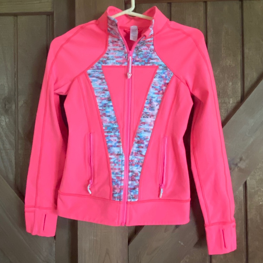 Ivivva Lululemon Zip Up Jacket Kids 12 Pink Excellent Thumbholes
